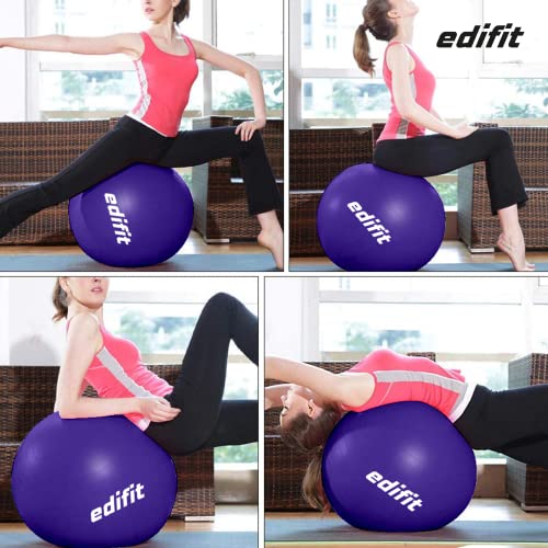EDIFIT, Gymnastikball, 55, 65 und 75, Pezziball, Einschließlich Inflator, Pilates Ball, Sitzball, Pilates, Yoga Ball, Gymnastik (65cm, Violett)