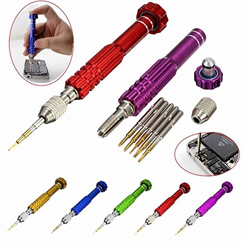 caxmtu 1pc 5u00a0en 1u00a0destornillador Torx de precisión para teléfono móvil imán de mixtos de reparación de relojes Set Kit de herramientas color al azar