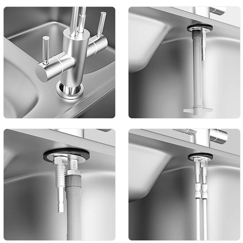 Grifo de cocina cepillado de 360° con filtro de agua RO, sistema de ósmosis inversa de 1/4 pulgadas, grifo de agua potable para fregadero de cocina, fácil instalación, diseño