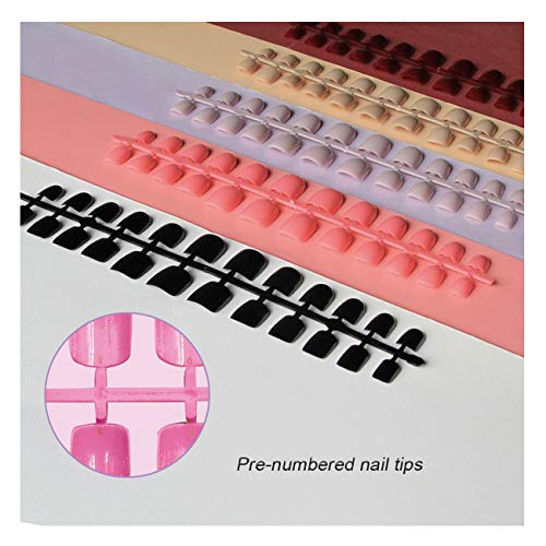 120Pcs Short Fake Nails Colorful Acrylic Full Cover Nails Press on Short Natural False Nails 5 Colors