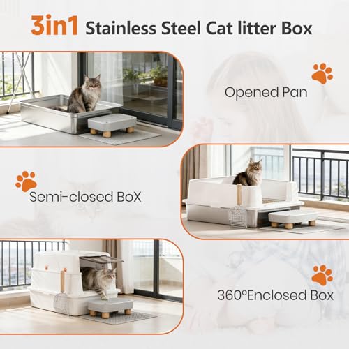 Caja sanitaria para gato de acero inoxidable extra grande XXXL miniatura 5
