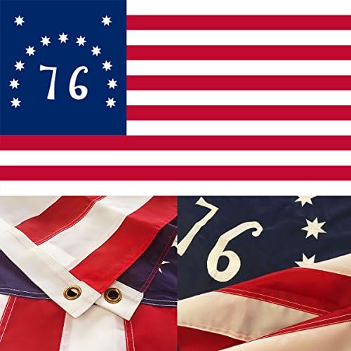 WINBEE American Bennington 76 Flag 3x5 Ft - Premium Embroidered Stars, Heavy Duty 300D Nylon, Sewn Stripes and Brass Grommets. Best US 1776 Bennington Revolution Flag Great for Outdoor/Indoor Display