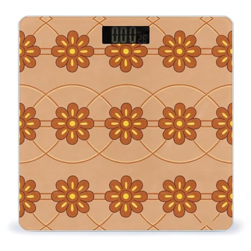 Báscula Digital de Baño Estampado Flores Marrones