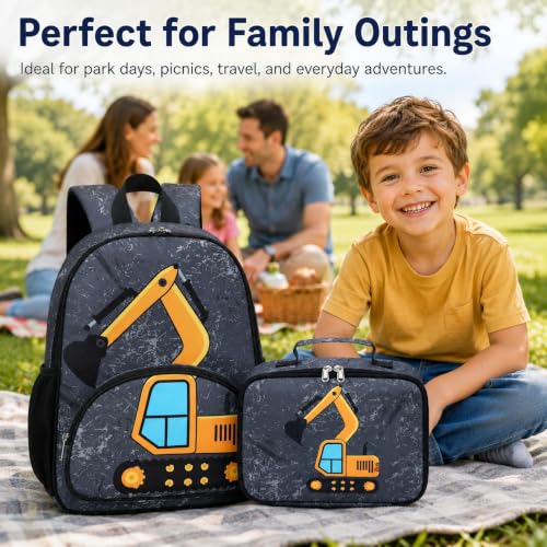 Image of LOIDOU Backpack Boys Girls Preschool Backpacks for Kids School Bags Kindergarten BookBag Set Toddler Backpack with Lunch Box (Truck Gray)