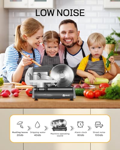 Image of Electric Meat Slicer Machine for Home 8.7 inch Deli Slicer | 2 Removable Stainless Steel Blades, Stainless Steel Tray, Premium Food Slicers for Meat Cheese Ham, Adjustable Thickness