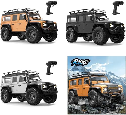Image of RC Cars Remote Control Truck RC Rock Crawler 1:16 2.4G 4WD RTR All Terrain Hobby Off Road Truck Racing Vehicle Hobby Grade Model Yellow Vehicle with LED Lights 1 Batteries