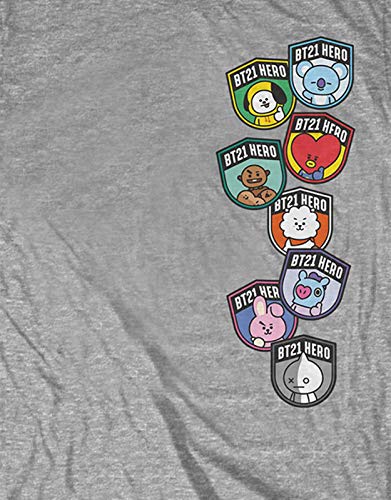 Official Bt21 T Shirt Bts Hero Badges K-Pop Koya Rj Shooky Official Unisex Grey Size XXL3