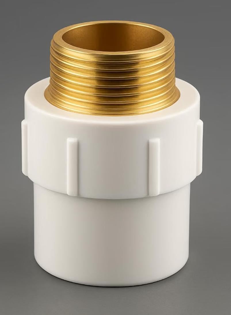 UPVC Male Threaded Adapter with Brass Thread Fitting (3/4" inches, pack of 1)-image-0