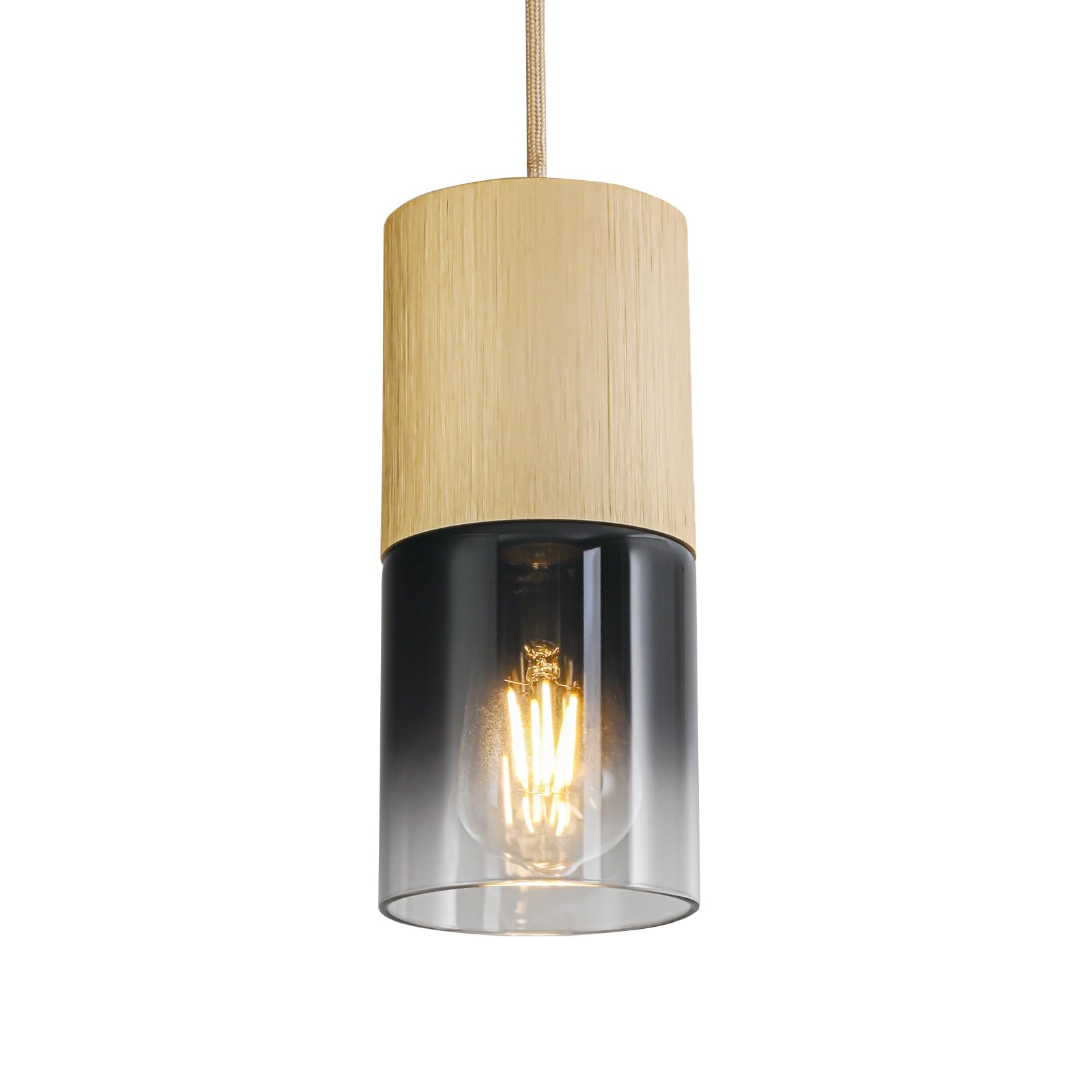 Gold Pendant Light Fixtures, Adjustable Modern Black Pendant Lights for Kitchen Island, Industrial Glass Pendant Lights for Dining Table Hallway Bedroom Living Room,1 Pack