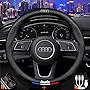 Custom-fit for Audi Car Steering Wheel Cover, Leather Nonslip 3D Carbon Fiber Texture Sport Style Wheel Cover for Women, Interior Modification for Audi Accessories (for Audi, Black)
