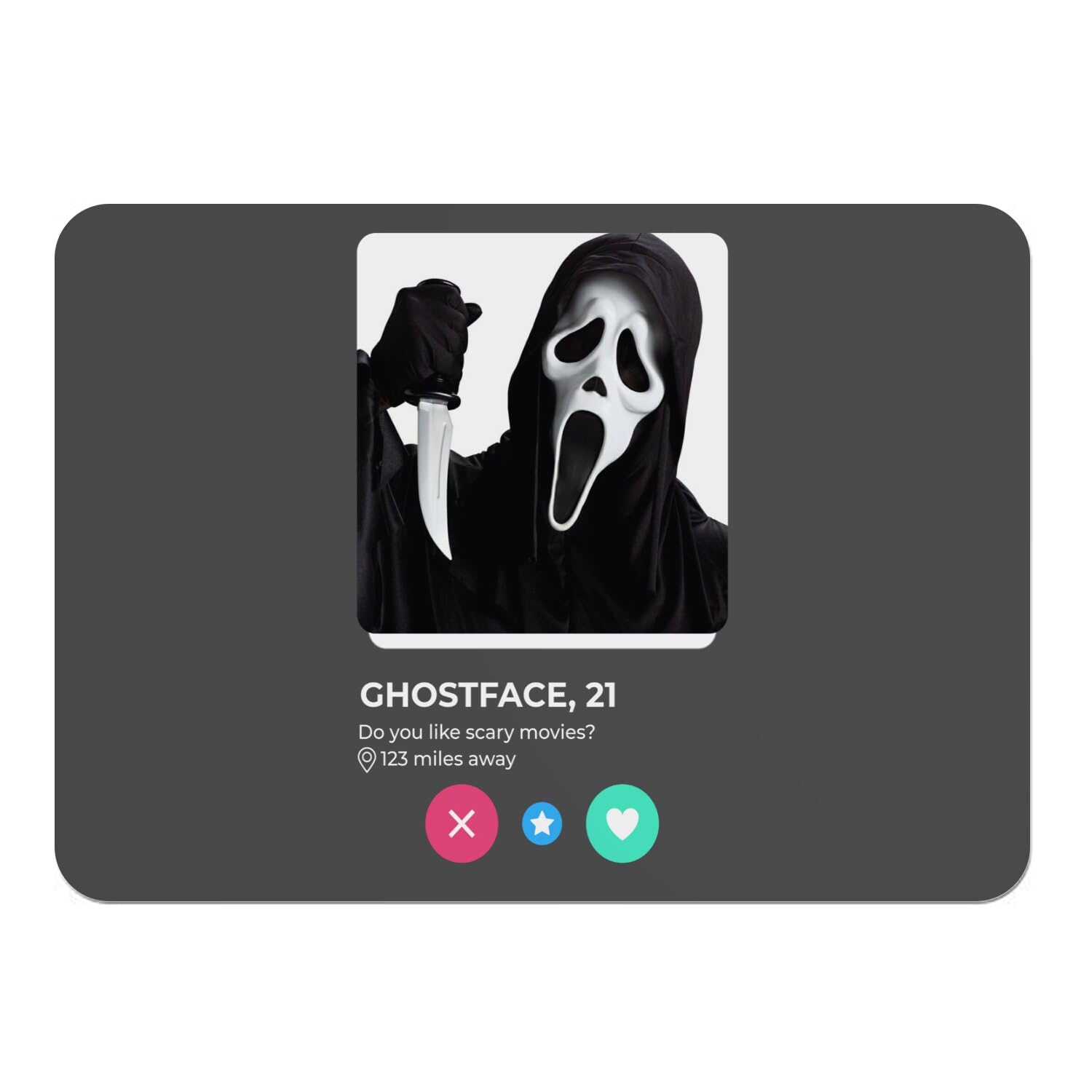Set de table Ghostface en liège noir grand format pour repas de fans