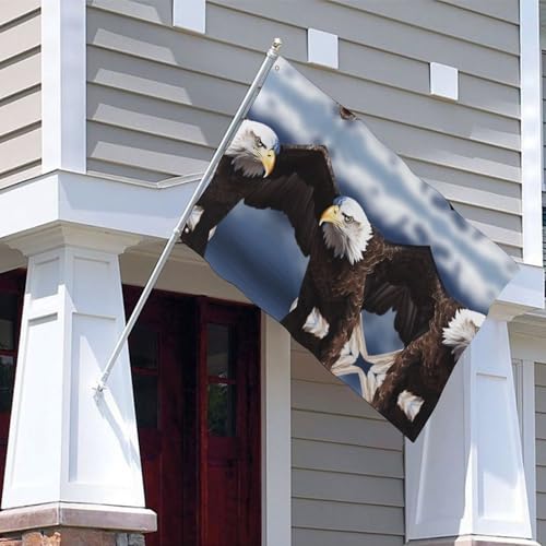 Drapeau de jardin aigle et bannière de bienvenue extérieure décorative