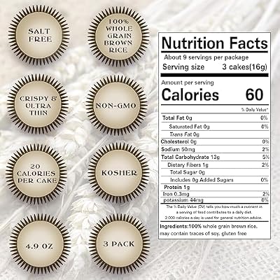 Salt Free Rice Cakes Unsalted - Ultra Thin Rice Cakes - Whole Grain Brown Rice Cakes - Fat Free, Non GMO, Gluten Free Rice Cakes - Low Calorie Snacks - All Natural - 3 Pk