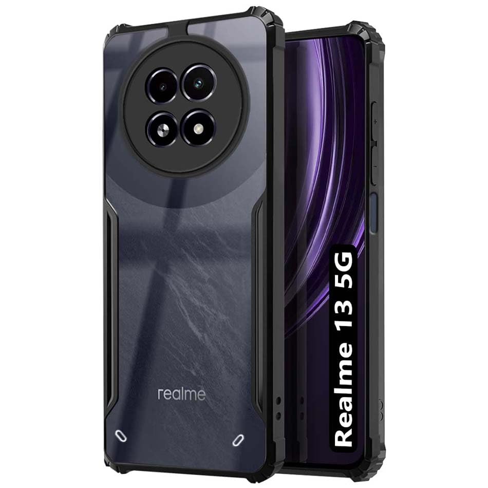 Fashionury Shockproof Crystal Clear Back Cover Case for Realme 13 5G | 360 Degree Protection | Protective Design | Transparent Back Cover Realme 13 5G (Black Bumper) (B0DH4LBSDG) Amazon Price History, Amazon Price Tracker