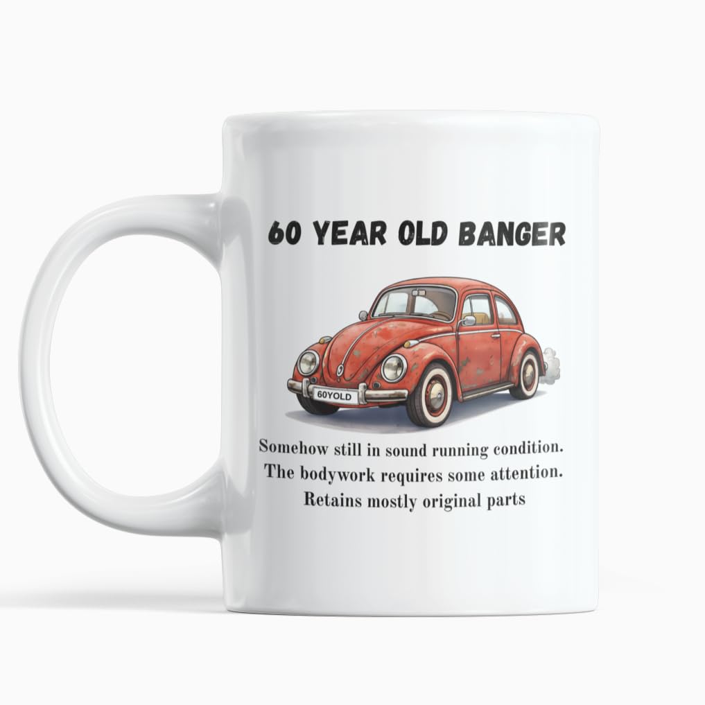 Gift Island Funny 60th Birthday Gift for Men β Unusual Gift for Dad & Grandad β Unique Present for Uncle, Brother, Grandpa β 60th Mug β 60 Year Old Banger β Sixty 11oz Male Coffee Cup
