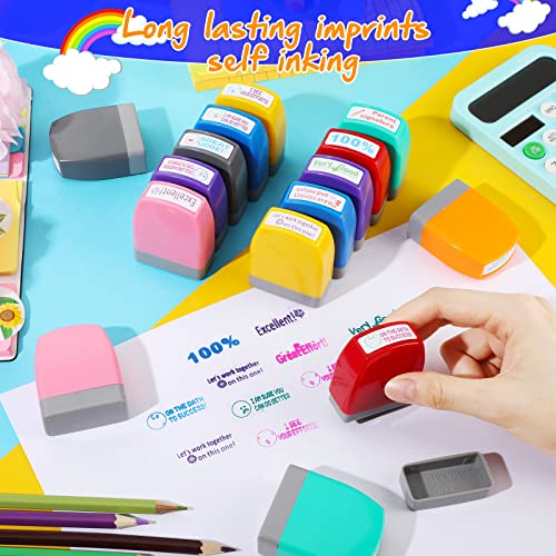 Zhehao 16 Pcs Teacher Stamps for Grading Self Inking Stamp Set Teacher Supplies Motivational Encouraging Stamp for Classroom(Warm Style) - Image 4