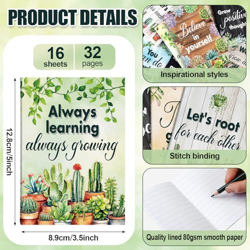 Image of Jetec 24 Pcs Back to School Inspirational Mini Notebooks Bulk | Botanical Kindness Pocket Notepads Motivational Quote Plant Small Journals Gifts for Thank You Employee Teacher Volunteer