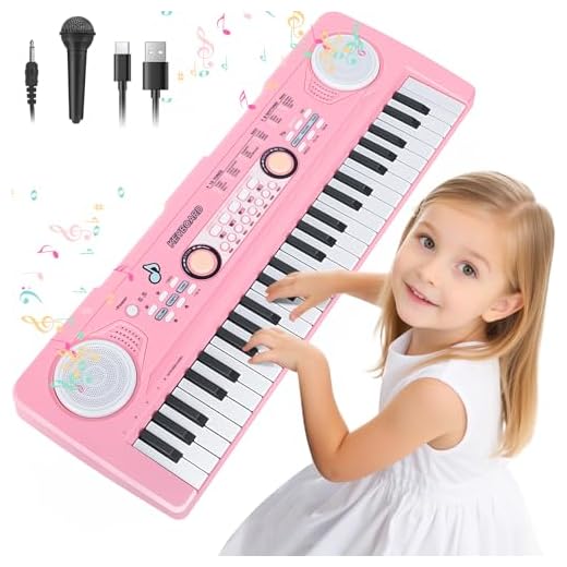 Piano Teclado Infantil Juguetes para Edades 3-5 49 Teclas Teclados Electrónicos con Micrófono Juguete Musical Regalos para Niños y Niñas de 3 4 5 6 7 Años