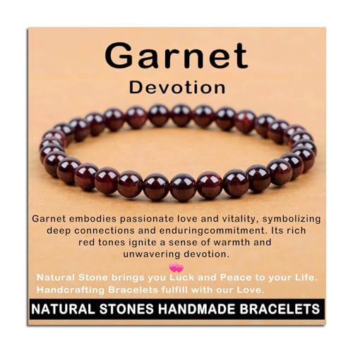 AD Beads Handmade Gemstone Stretch Elastic Bracelet Crystal Healing Reiki Natures Beauty and Spiritual Essence Unisex (6mm Garnet (Devotion))