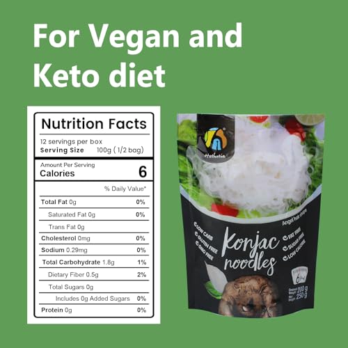 Image of Hethstia Konjac Noodles Angel Hair - 6-Pack Shirataki Noodles, Low Calorie, Low Carb, Sugar-Free, Gluten-Free, Keto and Paleo Friendly, Vegan, Healthy Konjac Pasta, 52.91 oz