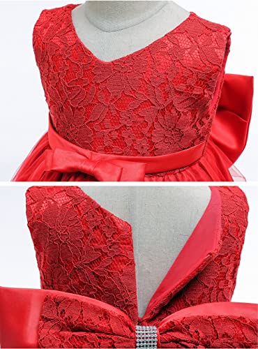Image of LZH Baby Girls Ruffle Lace Backless with Headwear,Bowknot Flower Dresses Pageant Party Wedding Baby Girl Christmas Dress
