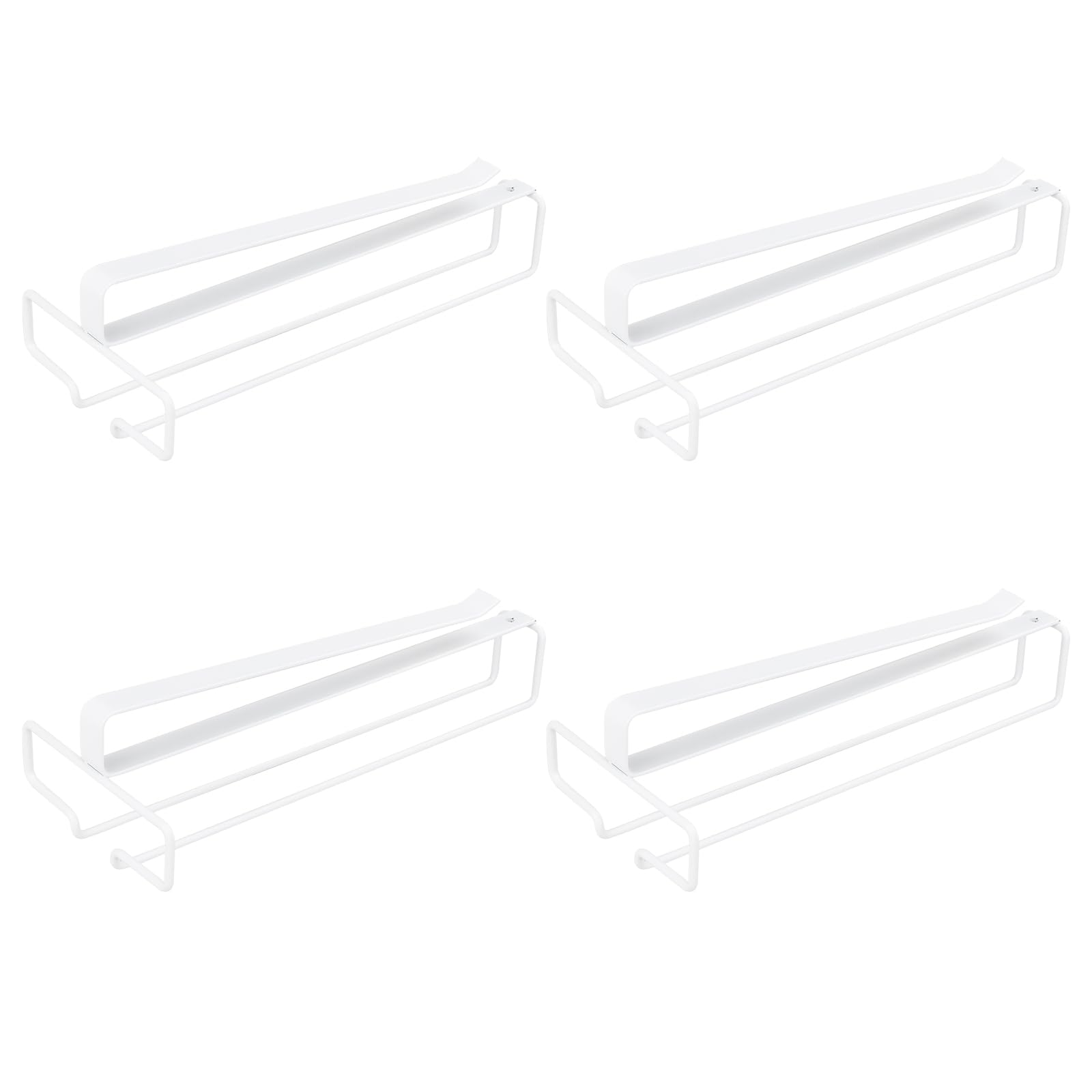 4 Supporti Bicchieri Da Vino Sospesi - Senza Foratura, Acciaio, Bianco - Foto 3