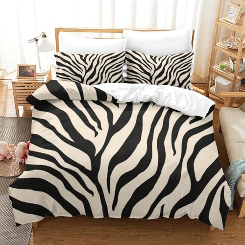 Housse de couette zèbre en microfibre 135x200cm avec fermeture éclair