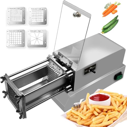 Electric French Fry Cutter, Automatic Potato Cutter Stainless Steel With 4 Blade, 110V Commercial And Household Electric Fry Cutter, Potato Slicer, Use For Potatoes, Cucumbers, Carrots