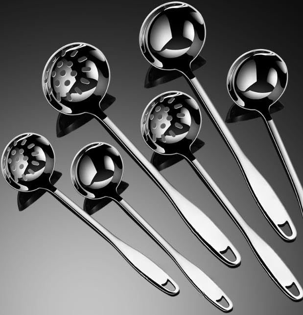Écumoire et louche long manche inox : finies les brûlures en cuisine