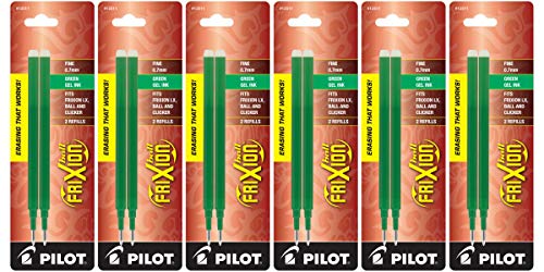 Image of Pilot FriXion Ball Gel Ink Refills, Fine Point, 0.7mm, Green Ink, 12 Refills