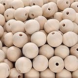 HAKZEON 25mm 300 PCS Natural Wooden Beads for Crafts, Round Spacer Unfinished Loose Wood Beads Set...