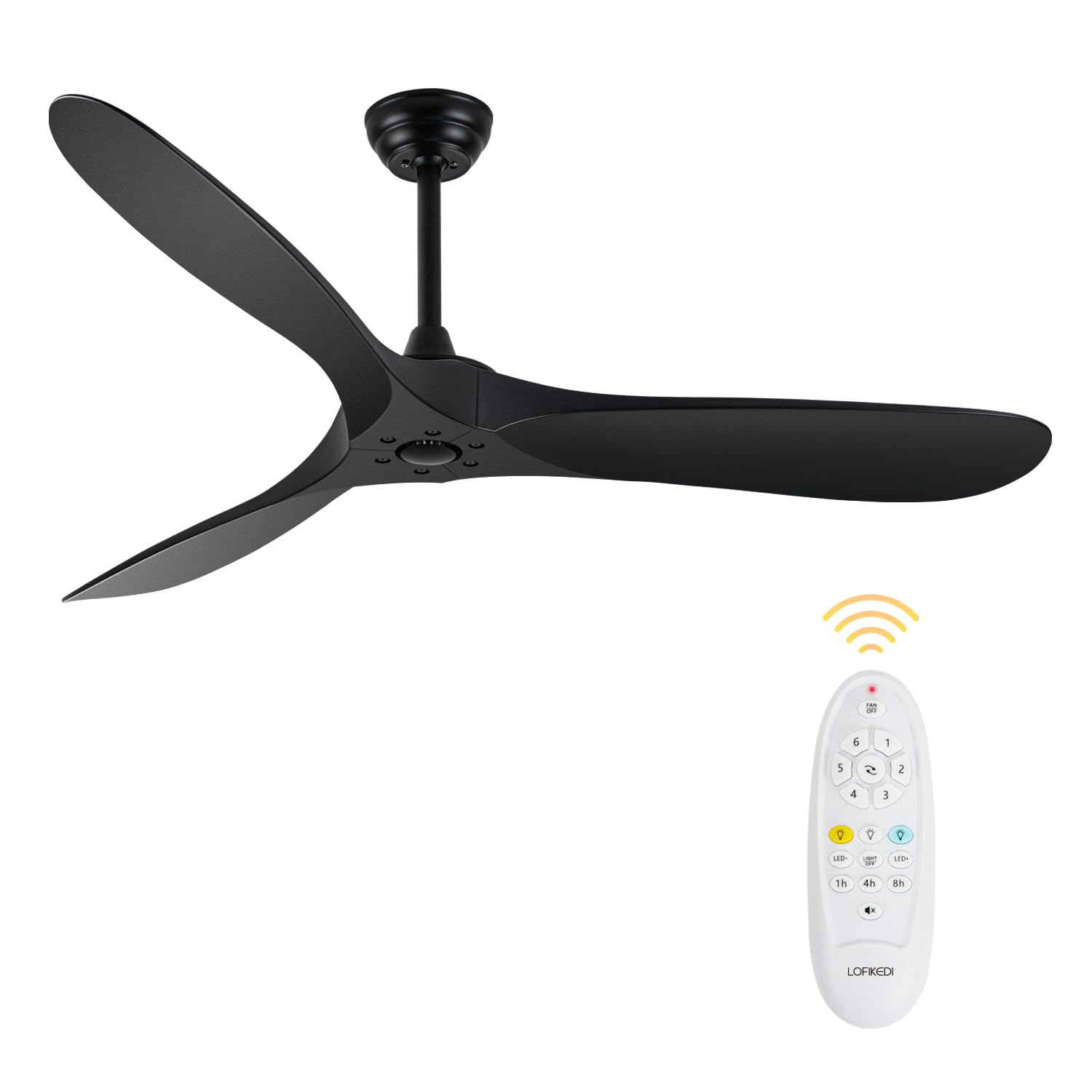 60 inch ceiling fan with remote control reversible dc motor noiseless energy-efficient for indoor and outdoor use black