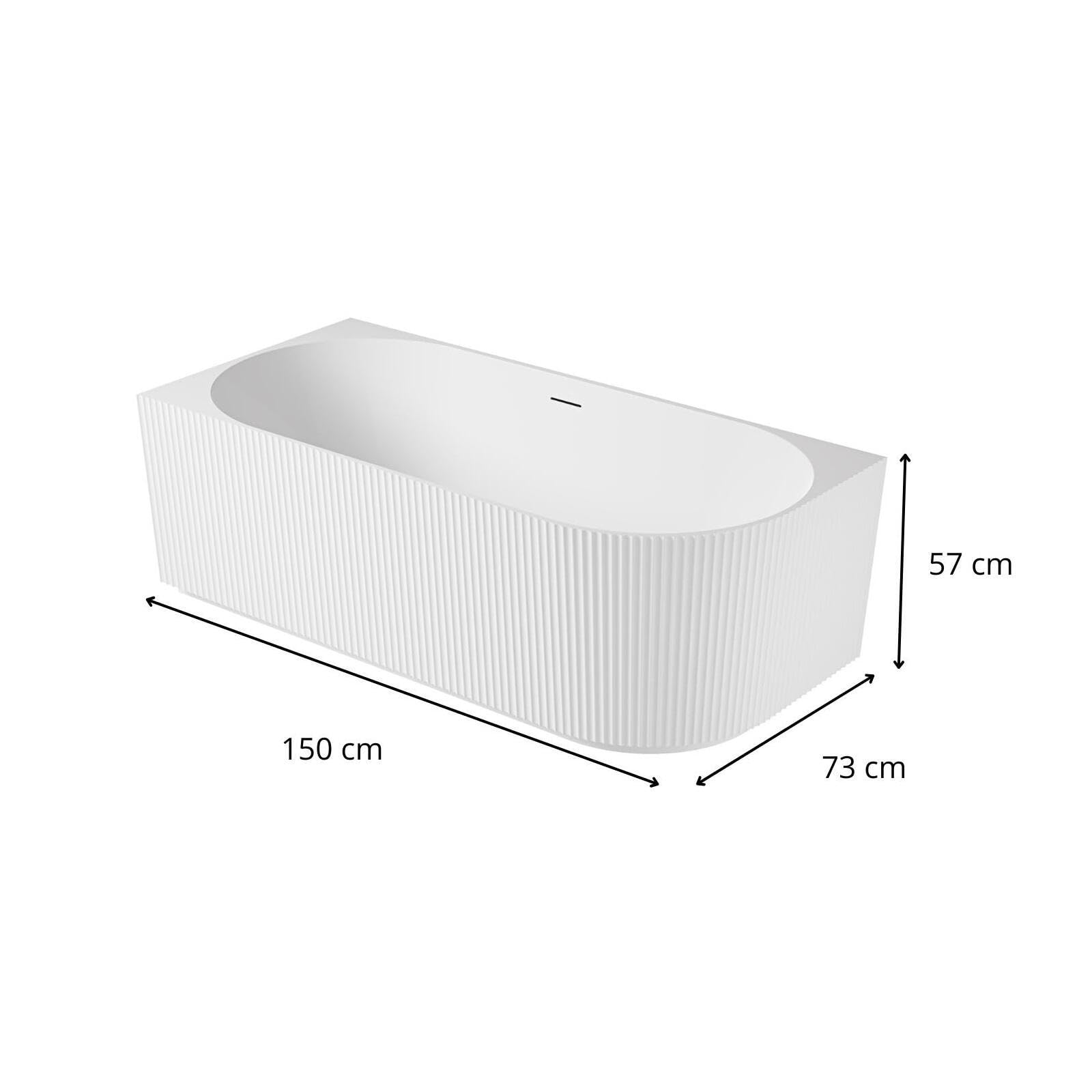 MOB-IN Vasca da bagno Stria 150x80 Semi-isolotto Striata - Angolo Sinistro Acrilico Bianco