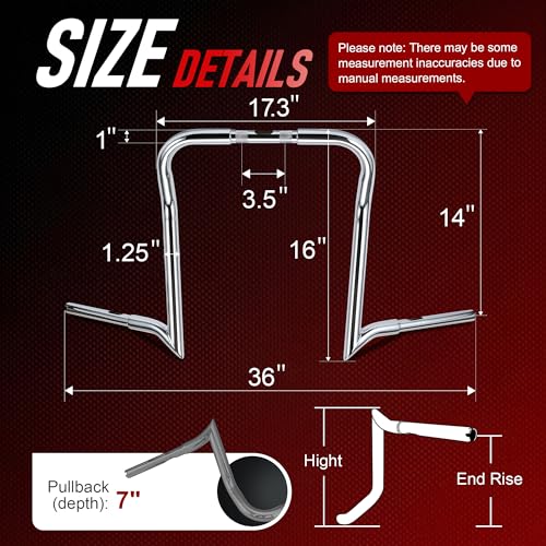 Manillar Meathook de 16" cromado para Harley Davidson Street Glide 2014 en adelante 7