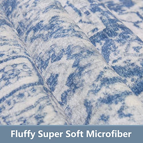 Famibay Hallway Runner Non Slip Runner Rugs for Hallway 60x90cm Washable Blue Vintage Kitchen Hall Carpet Floor Rugs for Entryways Bedroom Laundry