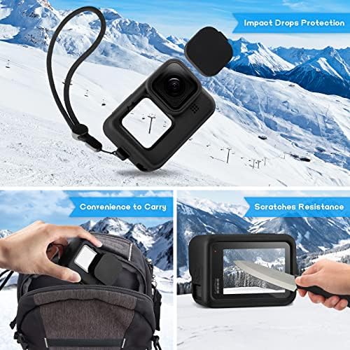 REDTRON Silicone Case and Screen Protector Kit for GoPro Hero 11/Hero 10/Hero 9 Black, Includes Silicone Sleeve Case & 6 Tempered Glass Screen Protector & 2 Lens Cover for GoPro 11/GoPro 10/GoPro 9