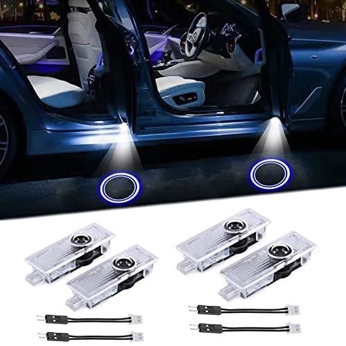 Tuofang 4 Pcs Lumière de Bienvenue de Porte de Voiture, LED Projection Logo de Voiture Lumière, Car Bienvenue Logo Lumière, Feux de Bienvenue pour 1/2/3/4/5/6/7/X1/X3/X4/X5/X6/X7/ M3/M5/M6 (A)