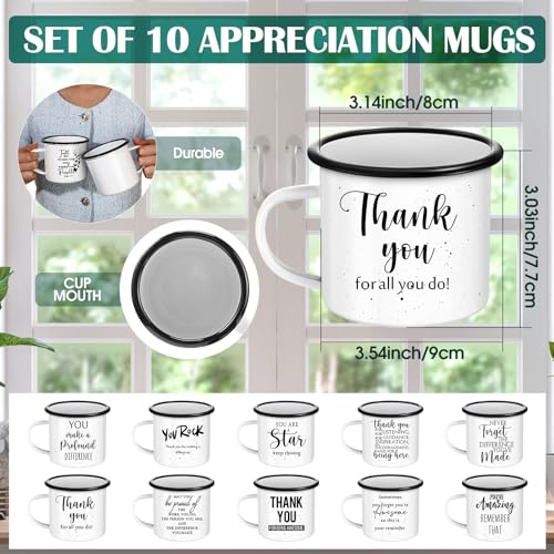 Juego de 10 tazas esmaltadas blancas de 12 oz miniatura 2