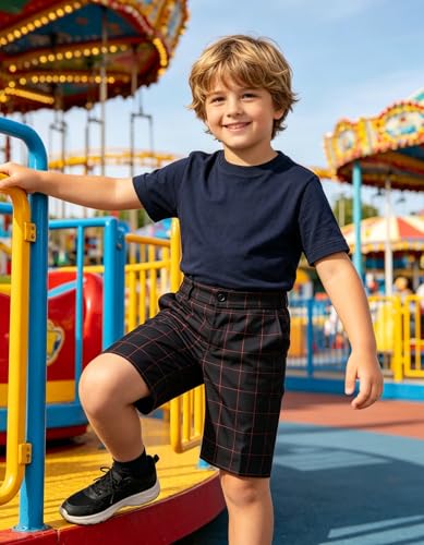 Image of Boy Shorts Kids Stretch School Uniform Clothes Flat Front Dress Casual Shorts with Pockets for Summer