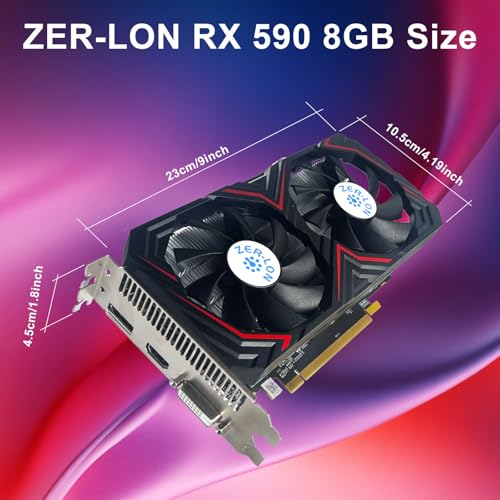 Radeon RX 590 8GB GME Graphics Card, 2304SP GDDR5 256 Bit PCIE 3.0X16 Computer Gaming Gpu, Dual Freeze Fans Video Card with HDMI/DP/DVI Ports Support 8K - Image 6