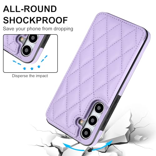 Asuwish Phone Case for Samsung Galaxy S24 Plus S24+ 5G Wallet Cover with Tempered Glass Screen Protector and Leather RFID Card Holder Stand Cell Accessories S24plus 24S + S 24 24+ Women Men Purple - image 6