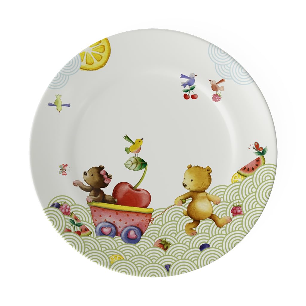 Villeroy & Boch Hungry as a Bear Flat Children's Plate, 21,5 cm, Premium Porcelain, White/Coloured