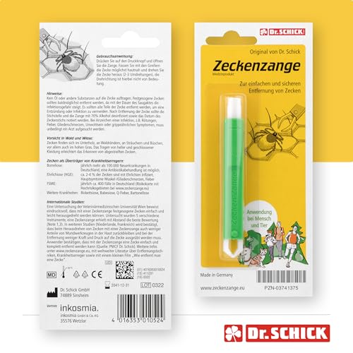 Dr. Schick Zeckenzange für Mensch und Tier - Zeckengreifer mit smartem Druckknopf - zuverlässiger Zeckenschutz zur einfachen und sicheren Entfernung von Zecken