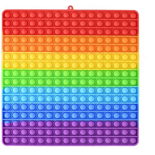 BFUHST Juguete antiestrés de burbujas de tamaño grande, 12 pulgadas, 256 burbujas, color arcoíris, juguete de silicona para aliviar el estrés, alivio del...
