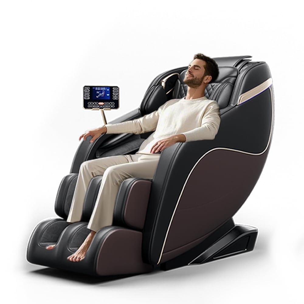 Massage Chair with SL Track Shiatsu Heated Back Calves Foot Rollers Built in Speakers Smart LCD Control Elevate