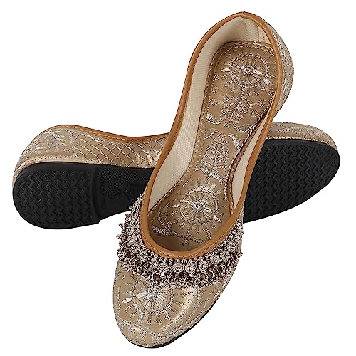 Image of Women's Rajasthani Embroidered with Payal Punjabi Mojari's Jutti's Juti's Shoe