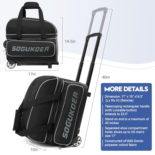 2 Ball Bowling Bag with Wheels