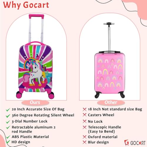 Image of GOCART WITH G LOGO Polycarbonate 360A Rotating Wheels with Carry Handle Kids Trolley Luggage Bag (Blue) (Small)