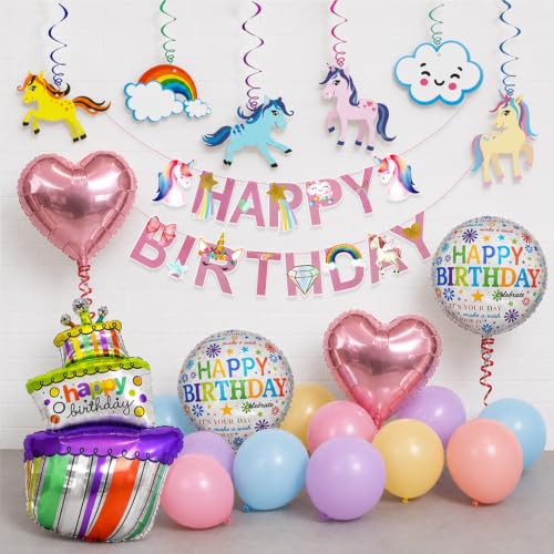 Image of Unicorn Theme Birthday Party Decoration Kit, Pack of 38 Pcs