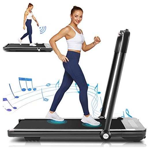 Folding Treadmill,2 in1 Small Treadmills for Home,2.25Hp Electric Under Desk Treadmill Weight Machine with Bluetooth Speakers&Remote Control,Built-in 5 Modes&12 Programs,Installation-Free (Black)